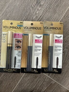 New 3X L'Oréal Voluminous Original Waterproof Mascara #360 & 395